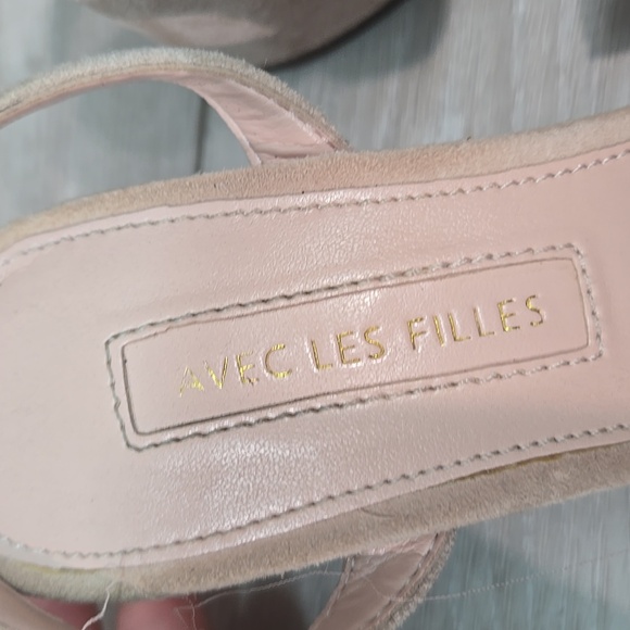 Avec Les Filles Women Elegant Pink Ruffle Heeled Sandals Shoes Sz 5M - Picture 5 of 12